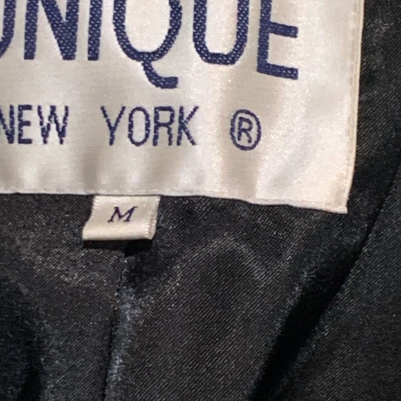 Unique New York faux fur black & white Chevron Coat Size M Vtg 80s - Picture 7 of 7